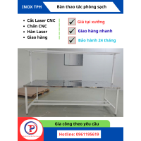 Bàn inox khung thép mặt inox 304 KT D2800xR1000xC800 Phú Thọ