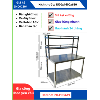 Bàn Thao Tác Inox 2 tầng - Xe hàng xe AGV - Bàn Inox 304