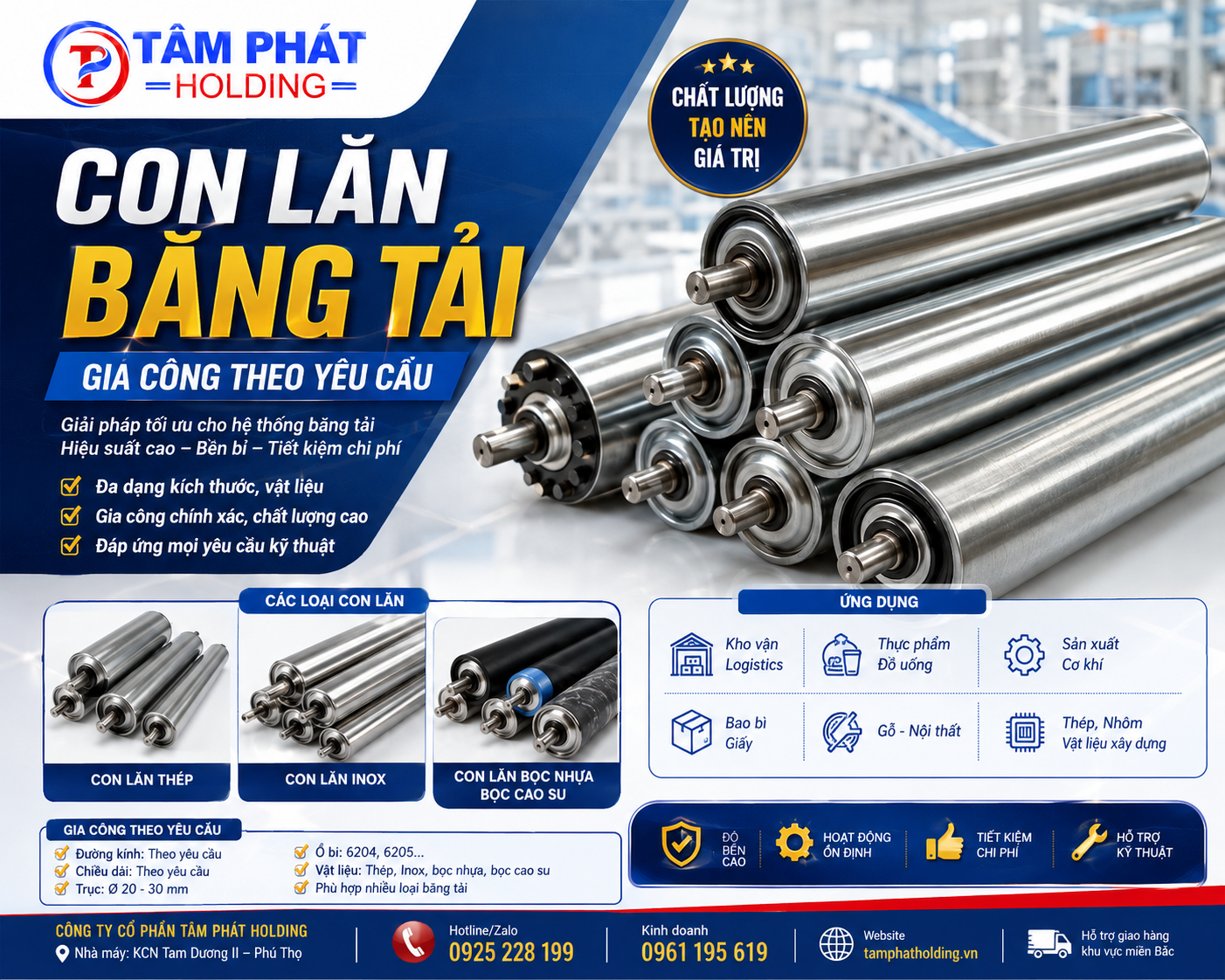 Con lăn thép mạ kẽm chất lượng cao
