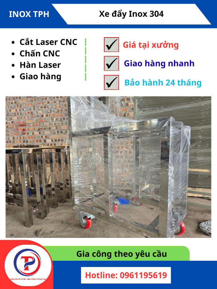 Xe đẩy hàng inox phòng sạch