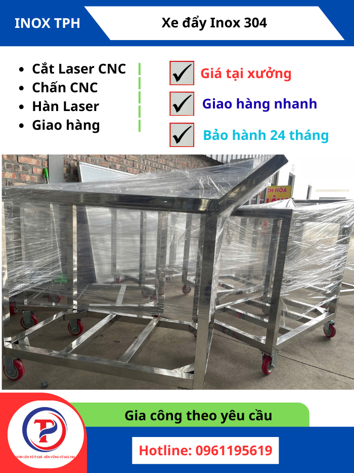Xe đẩy hàng inox phòng sạch