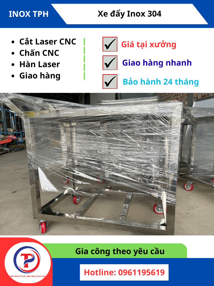 Xe đẩy hàng inox phòng sạch