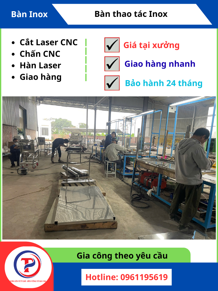 Ban thao tac inox