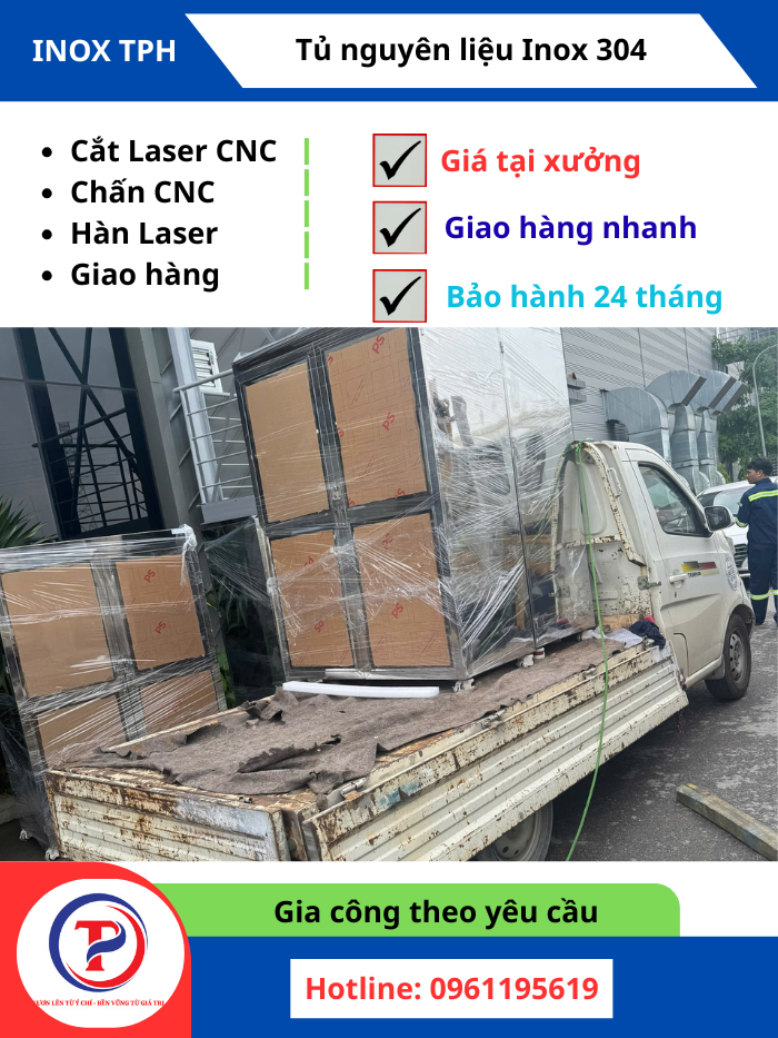 Tủ nguyên liệu Inox 304